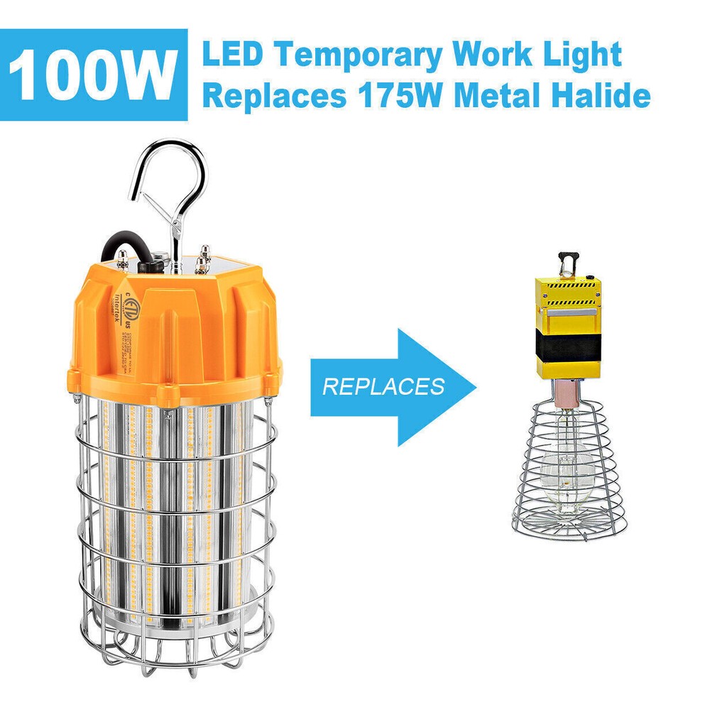 100W LED Temporary Work Light Portable Garage Workroom Construction Lights 5000K