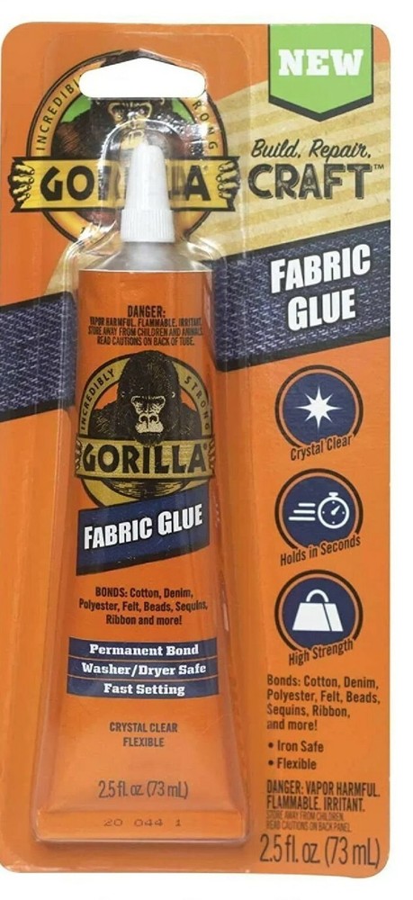 Gorilla Waterproof Fabric Glue 2.5 Ounce, 1-Pack, Clear