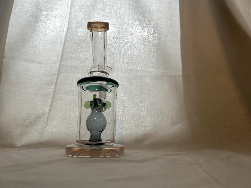 Small Stemless GoG Bent Neck w/ Elephant Percolator Hookah Water Pipe 7"