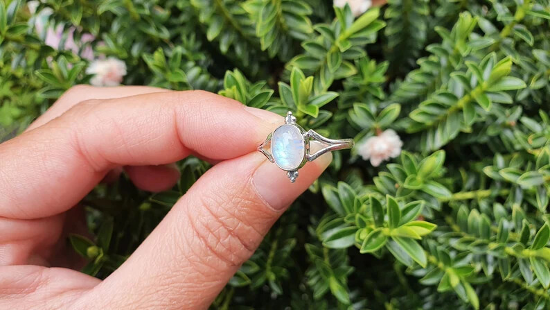 Oval MOONSTONE 925 Sterling Silver Band &Statement Ring Handmade Ring All size