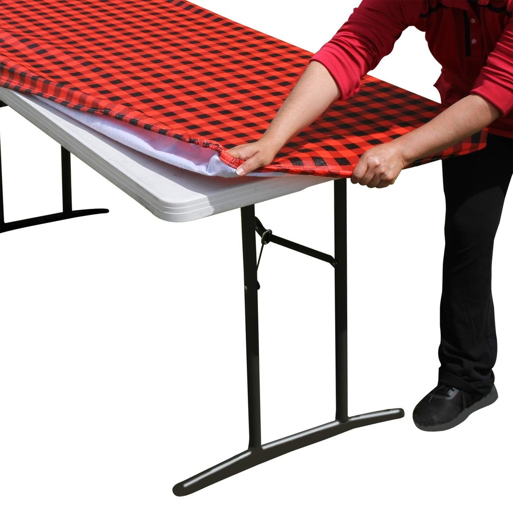 Checkerboard Elastic Fitted Tablecloth for Folding Table - Waterproof Rectang...
