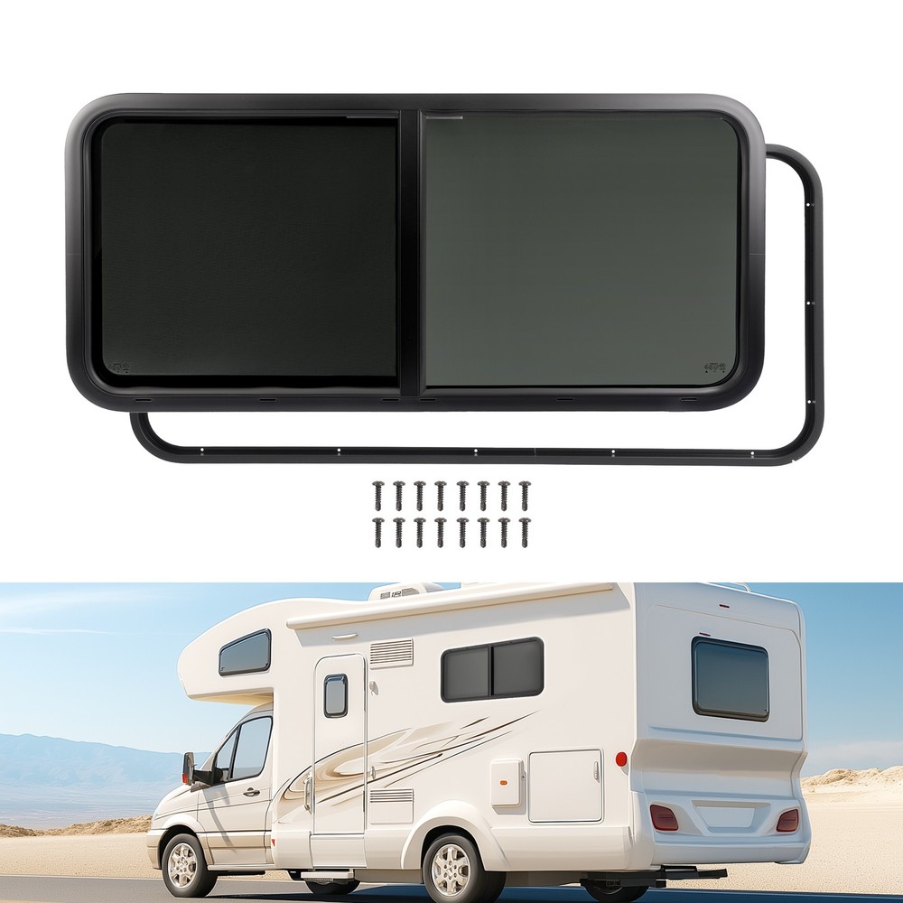 48" Width X 22" Height Horizontal Slider RV Window Cargo Trailer W/ Screen