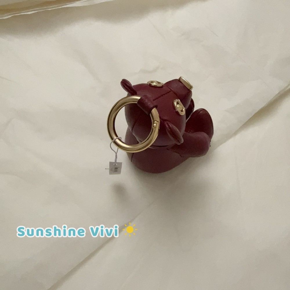 NWT Coach Bag Charm Leather bear cp369 DARK RUBY