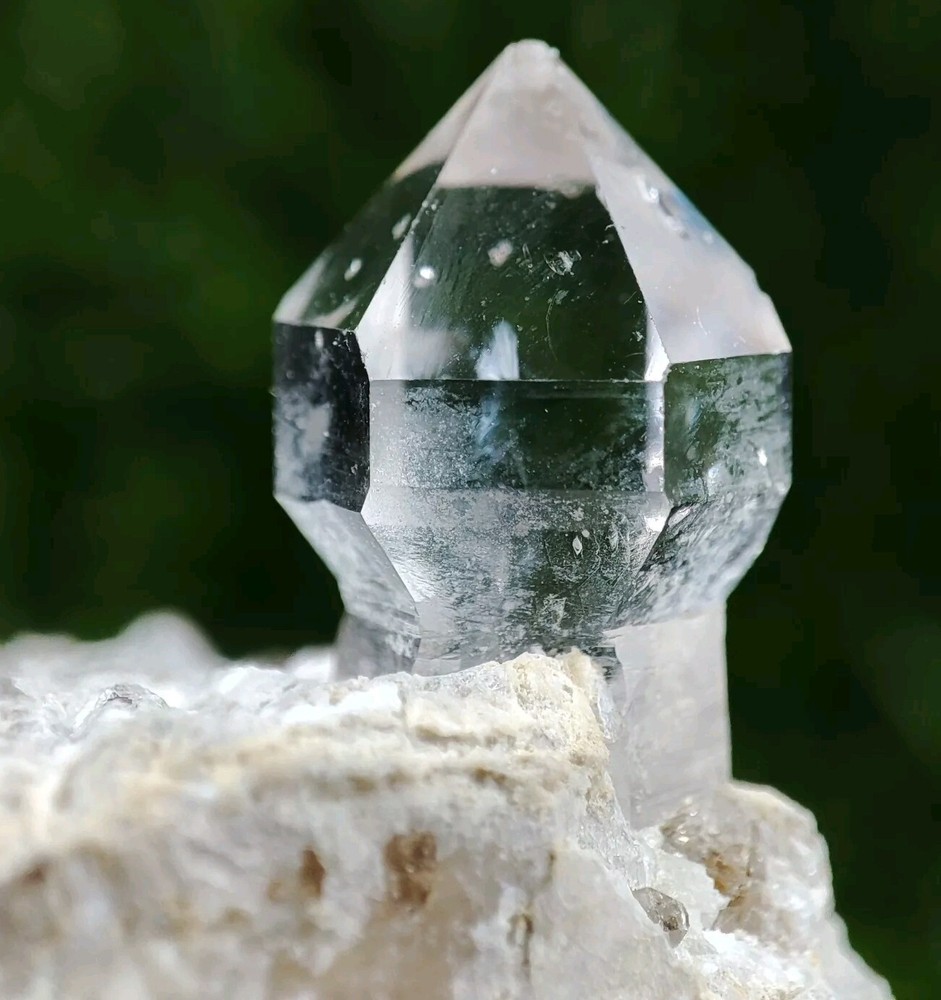 Transparent Diamond Quartz Crystal Scepter on matrix, Diamond Quartz Specimen