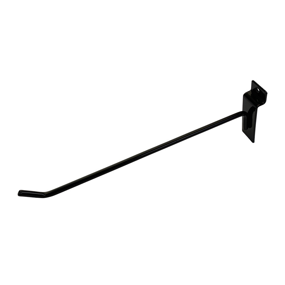 10" Slatwall Hook Panel Display Hooks, 1/4" Thickness Metal, Black - PACK 12