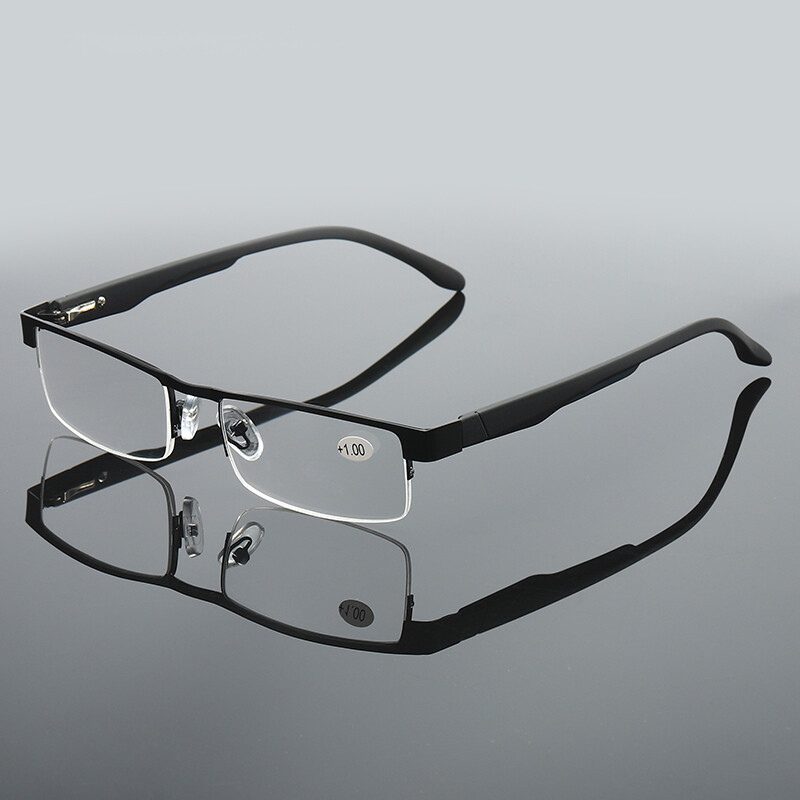 10 Pairs Mens Rectangular Metal Half Frame Reading Glasses Spring Hinge Readers