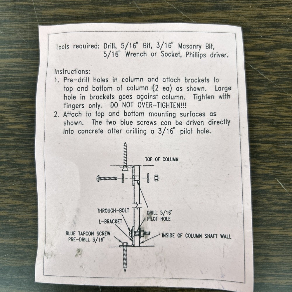 Poly-Classic Column Installation onto Wood or Concrete