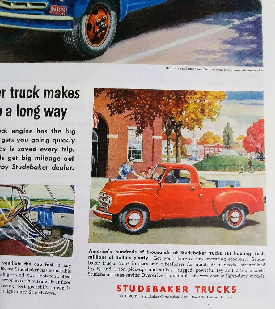 1953 Original Studebaker Truck Magazine Ad,