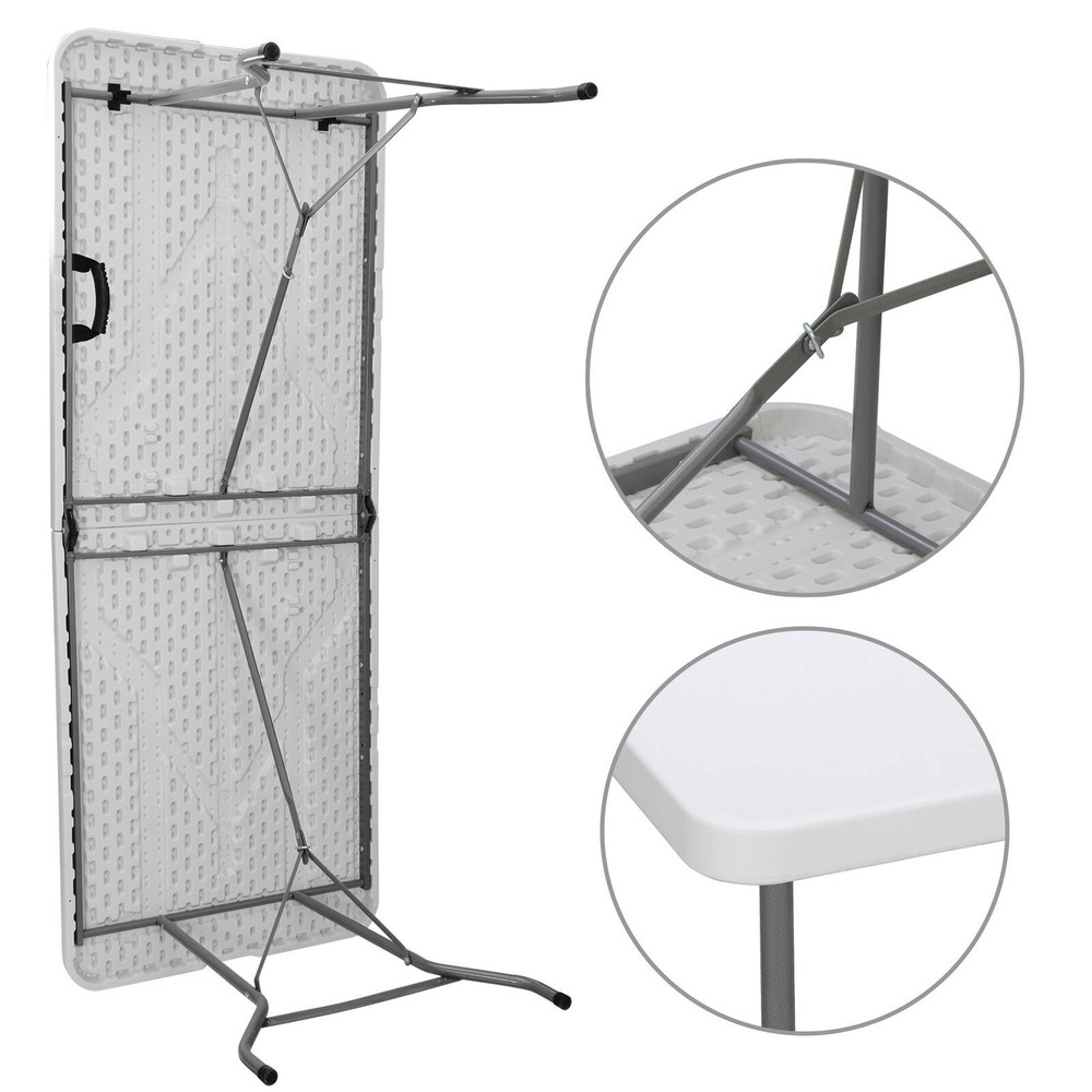 2PC 6' Portable Folding Table Plastic Fold-in-Half Picnic Party Camping Table