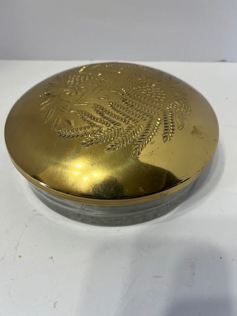 Vintage Brass Lidded Vanity Powder Box / Jar