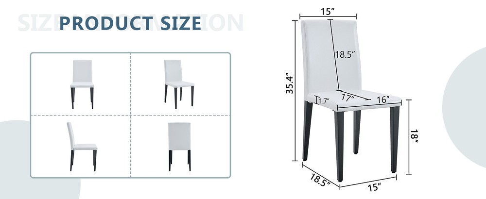 Set of 2 White PU Dining Chairs, Simple Versatile Comfortable Seating