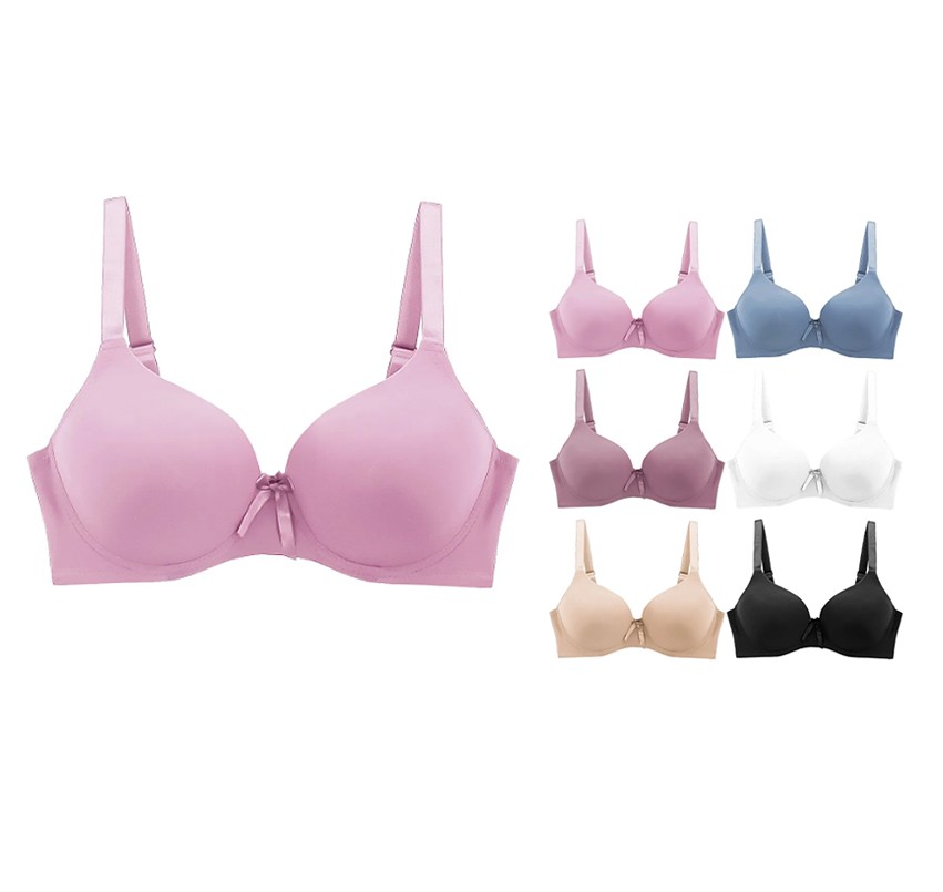 Women's Solid Multicolor Adjustable Strap Full Cup Bra Set Pack of 6