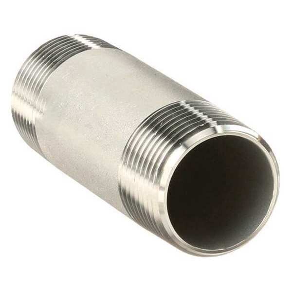 Pipe Nipple Thread End Fitting 304 Stainless Steel 2" x 6" Long Schedule 40