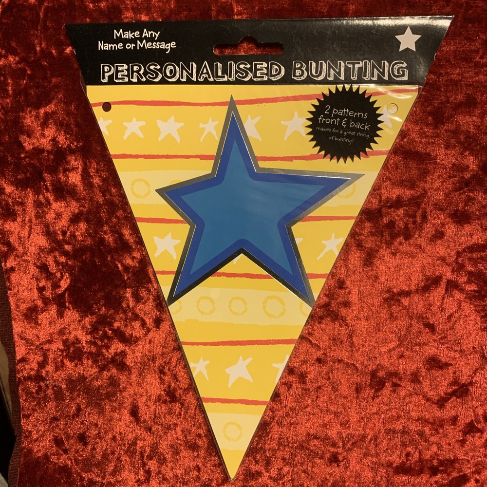 Make Any Message Or Name Personalised Bunting Multicoloured Star Symbol