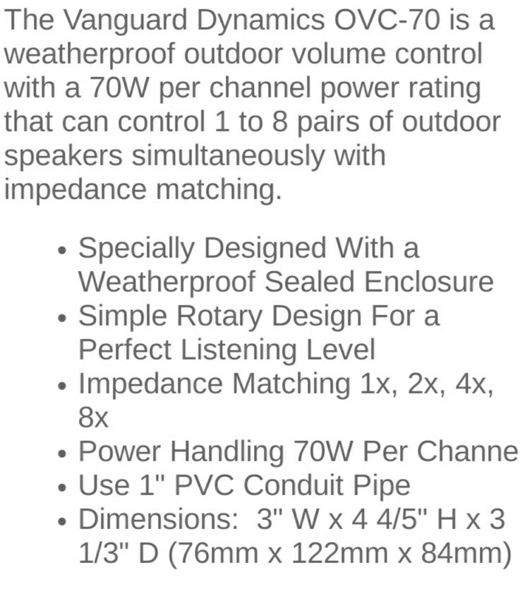 Vanguard OVC-70 Rotary Volume Control.