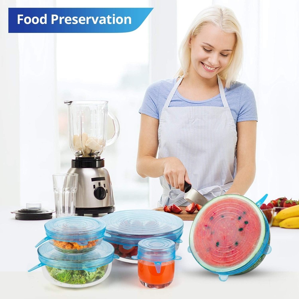 Silicone Stretch Lids, Zero Waste Reusable Silicon Container Lid Covers for Left