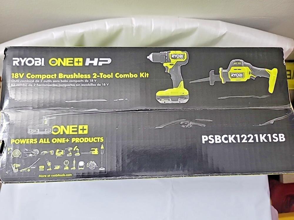 NIB ~ RYOBI ONE+ HP 18V Brushless Cordless Compact 2-Tool Combo Kit