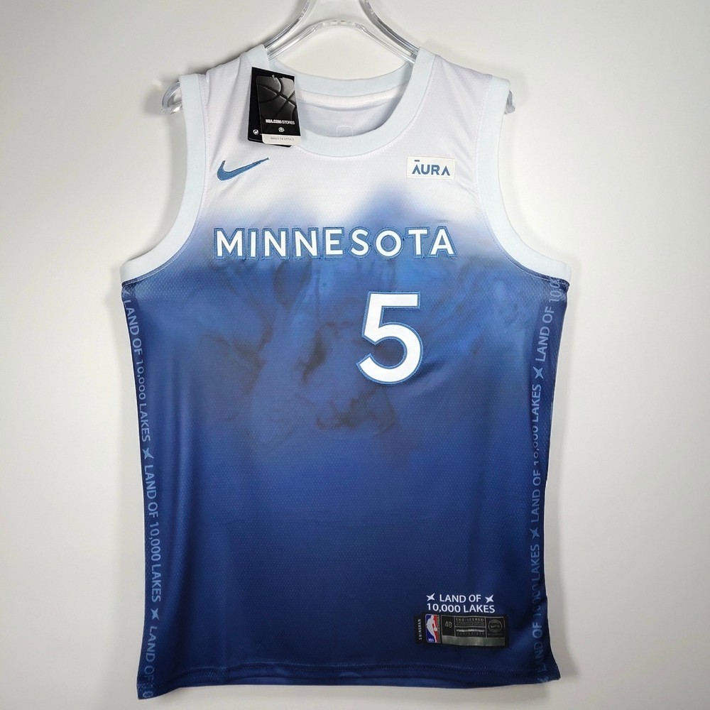 Anthony Edwards #5 Jersey, Embroidered, Blue and White