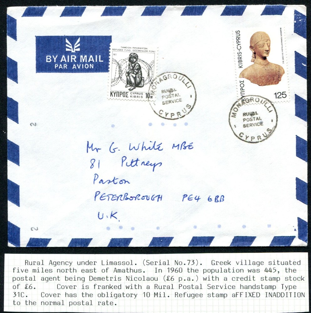 CYPRUS (26210): MONAGROULLI postmark/cancel/cover