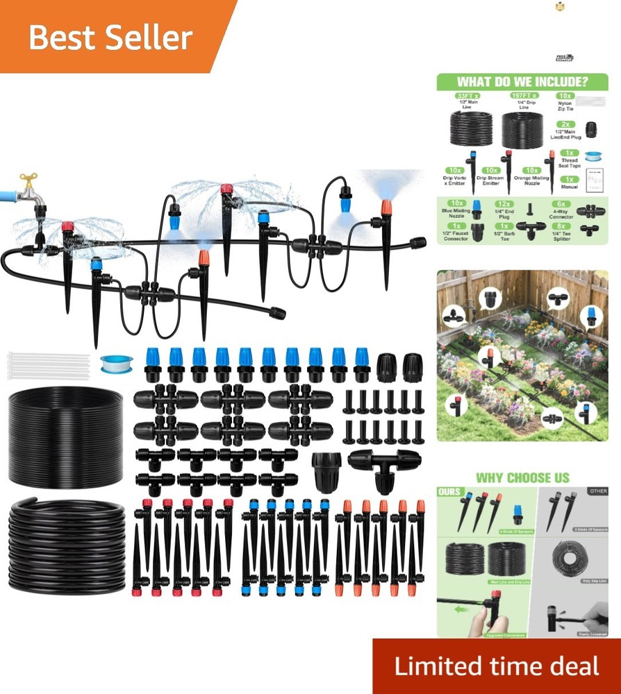230FT Drip Irrigation System with 40 Adjustable Nozzles for Efficient Watering
