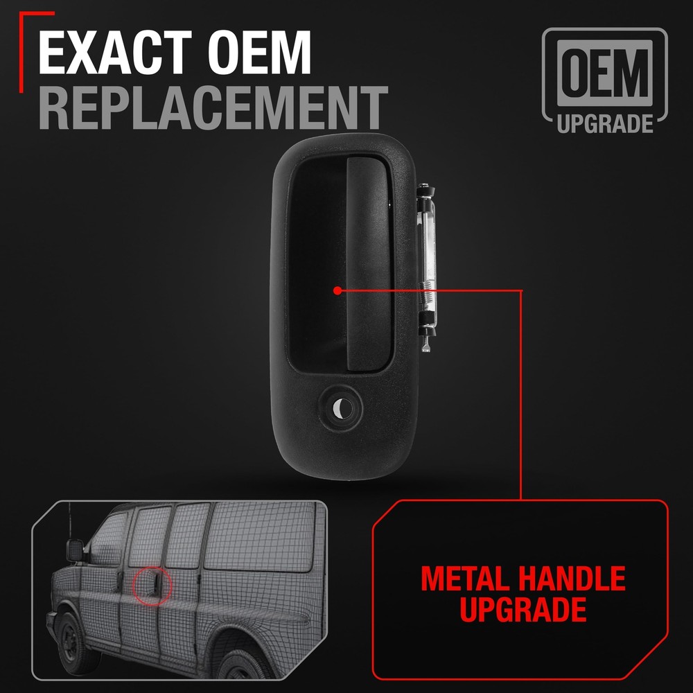 Rear Driver Hinged Door Handle for Express, Savana - Black - Rear Driver Side...