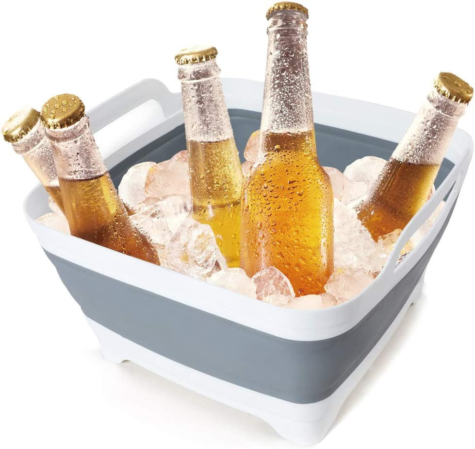 2.4 Gal(9L) Collapsible Dish Basin with Drain Plug,Space Saving Multiuse Foldabl
