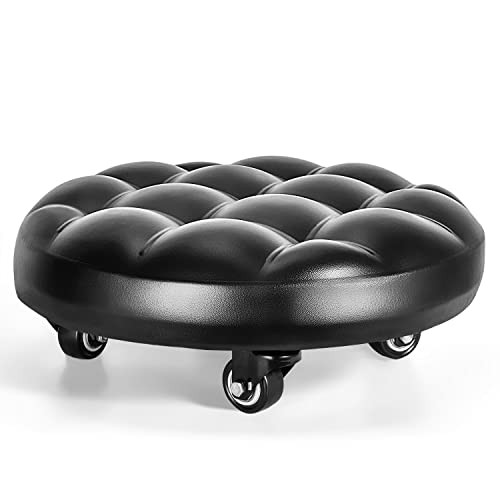 Low Height Rolling Stool with 360°Swivel Caster, Low Roller Seat bread style