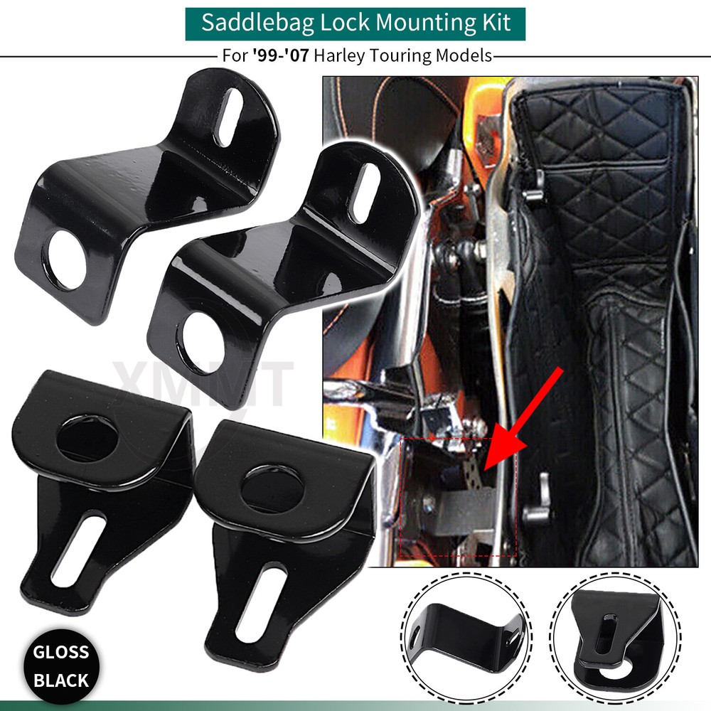 Gloss Black Saddlebag Lock Mounting Kit For Harley Electra Glide FLHR FLTR 99-07