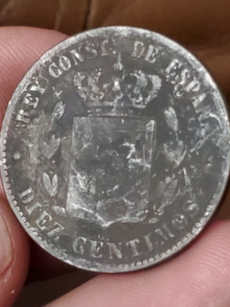 1879 DIEZ CENTIMOS SPAIN ANTIQUE COIN