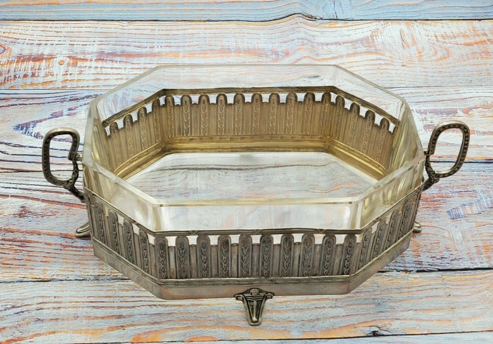 800 German Crystal Dish with Sterling Silver