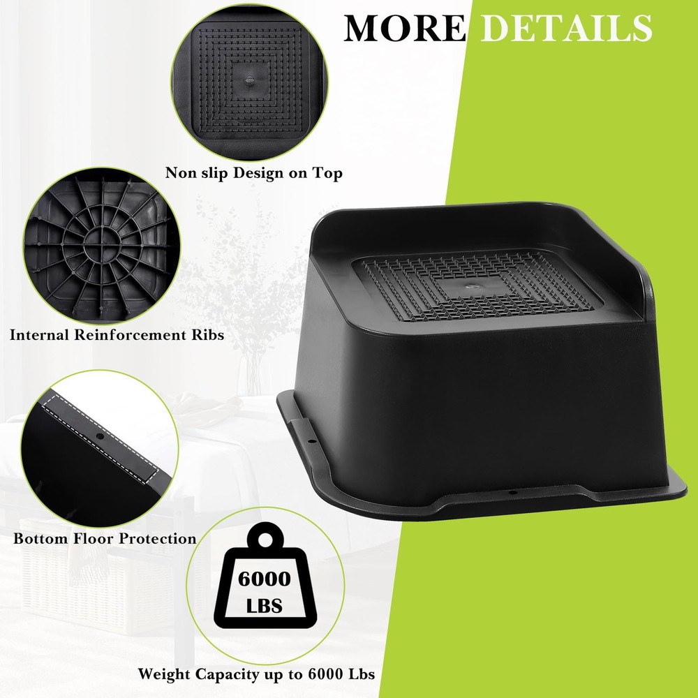 Yookwutar Bed Risers 2 inch, 3 4 6 8 3 Inch, Black 4 Pack