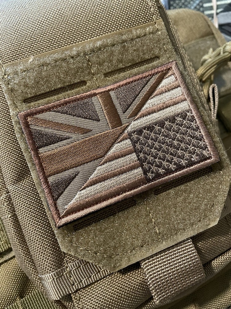 USA UK Flag British SAS American Flag Operator Patch Hook Loop Tan