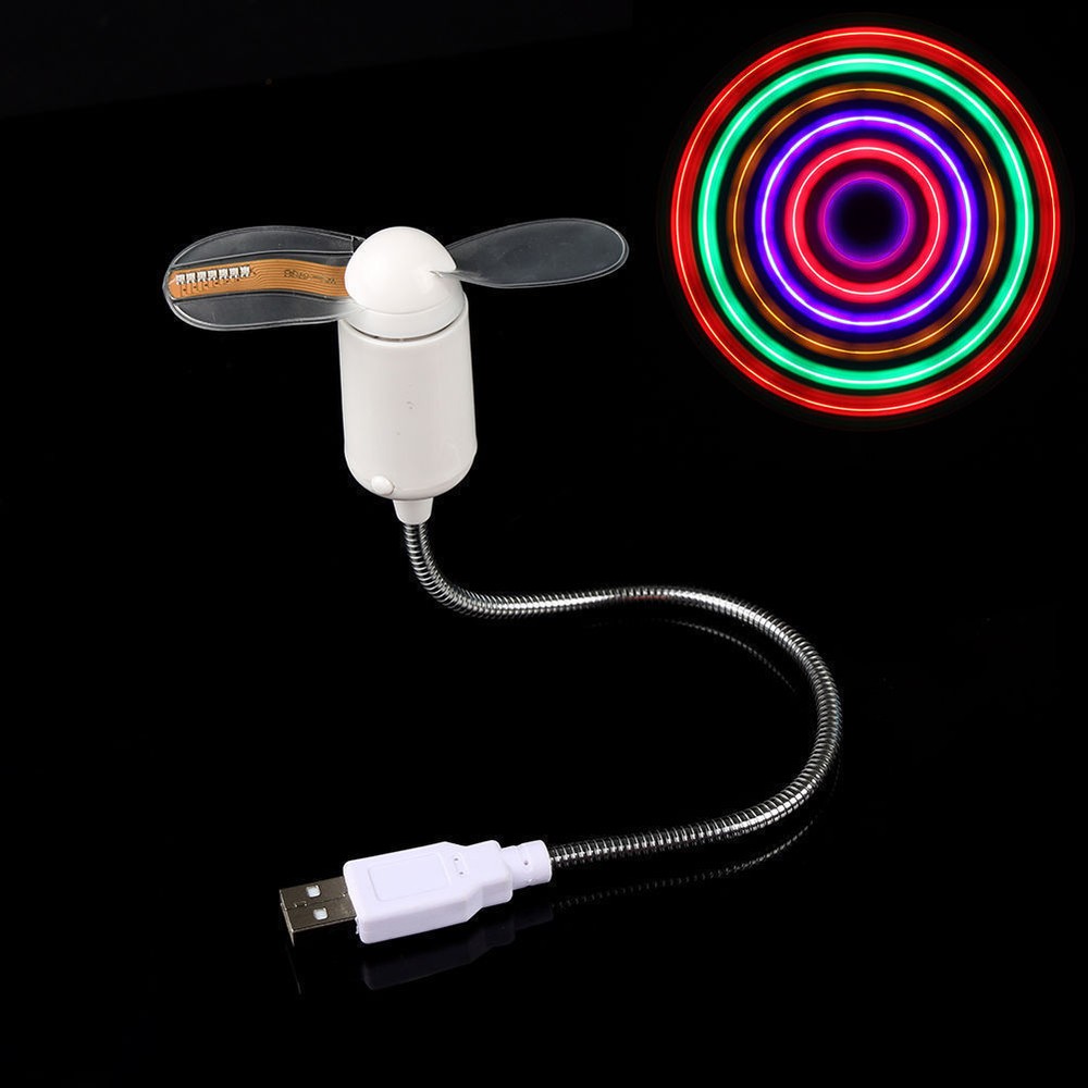 LED LIGHT USB MINI FAN cooling portable flexible laptop desk desktop computer pc