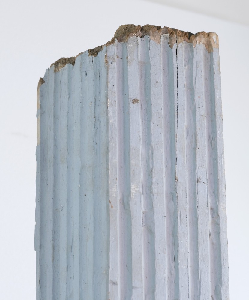 Pair of 7 ft Blue Fluted Square Pine Columns
