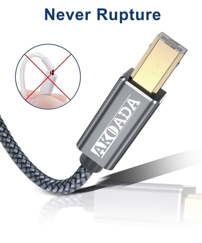 AkoaDa USB 2.0 Printer Cable 20FT, Type A Male to B 20 feet, Black
