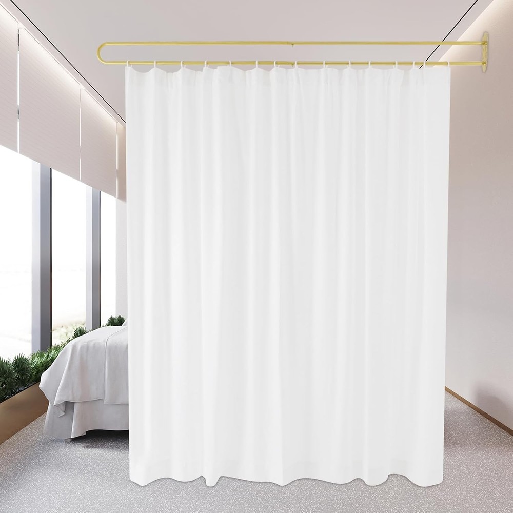 White Room Divider Partitions Curtains W/ Curtain Screen Wall Privacy Divider