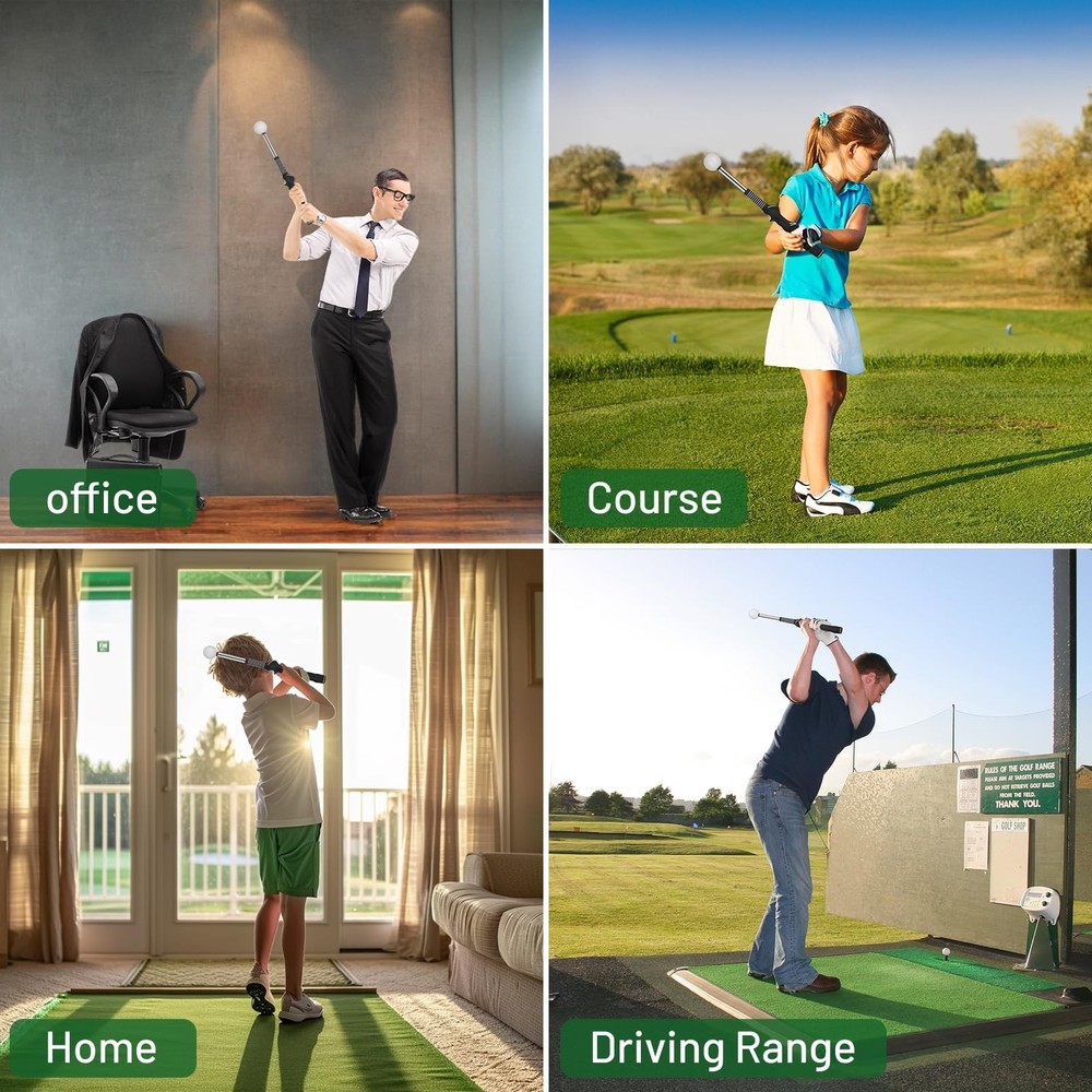 Retractable Golf Swing Training Aid – Portable Grip Trainer with Click Fee