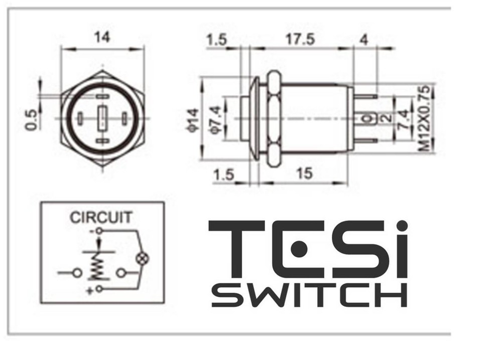 Tesi POCO 12MM LED Momentary Push Button Guitar Kill Switch Gold/Green