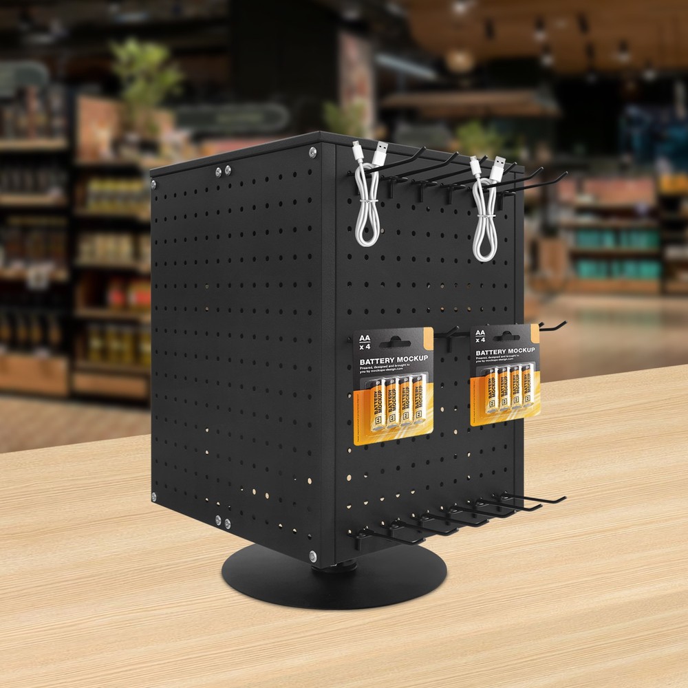 Pegboard Rotating Display Stand 4 Sided Spinning Peg Board Display Peg Board