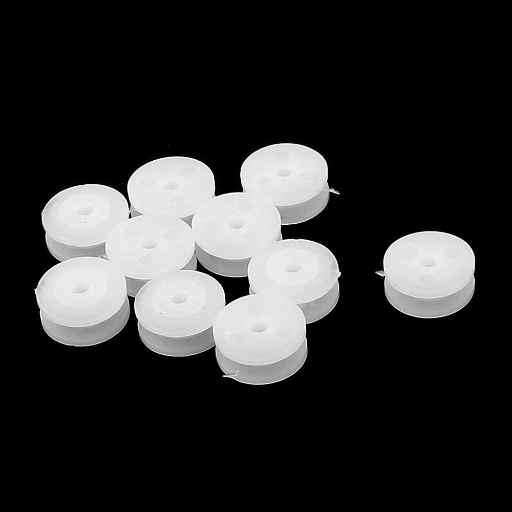 10Pcs White Plastic 0.37" Diameter Machanical Model Belt Pulley