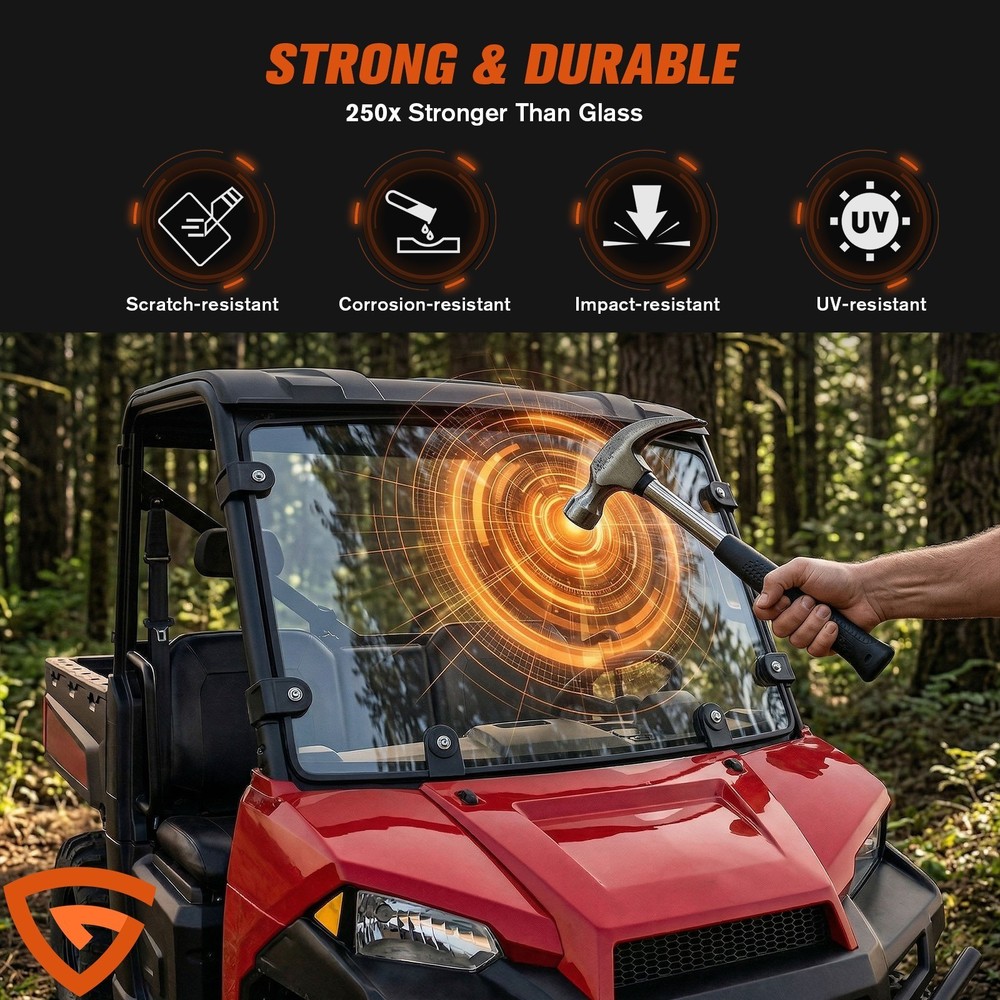 UTV Full Front Windshield for Polaris Ranger XP 900 XP 1000 /Crew 2013-2026