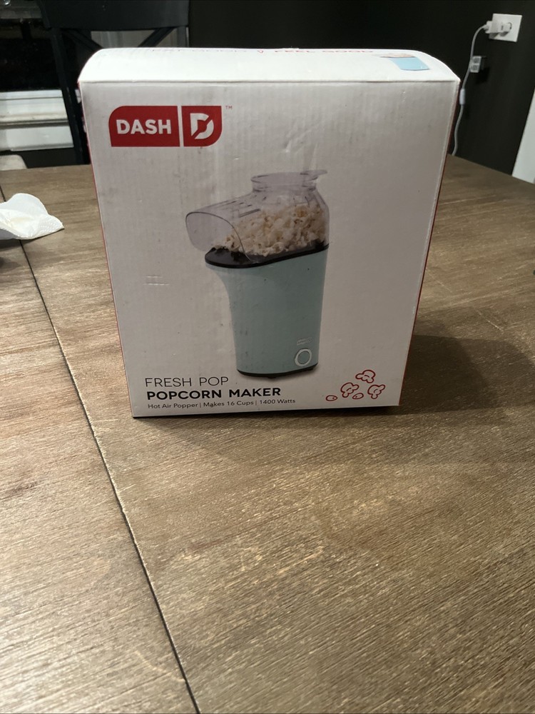 Dash Fresh Pop Popcorn Maker Light Blue Open Box Sealed Bags