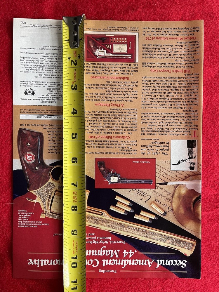 Vintage 1992 Second Amendment Commemorative.44 Magnum Print Ad