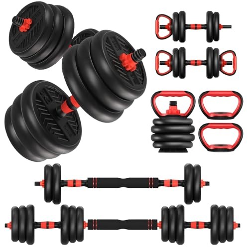 Adjustable Black 40LBS (20LBS*2) + Kettlebell Handle (1.76LBS*2)
