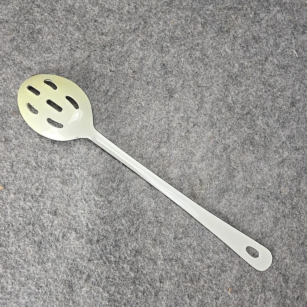Metal Enamel Covered Slotted Spoon