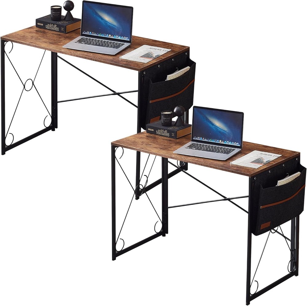 39 Inch Folding Desk Home Office Writing Computer Desk Study Table Brown