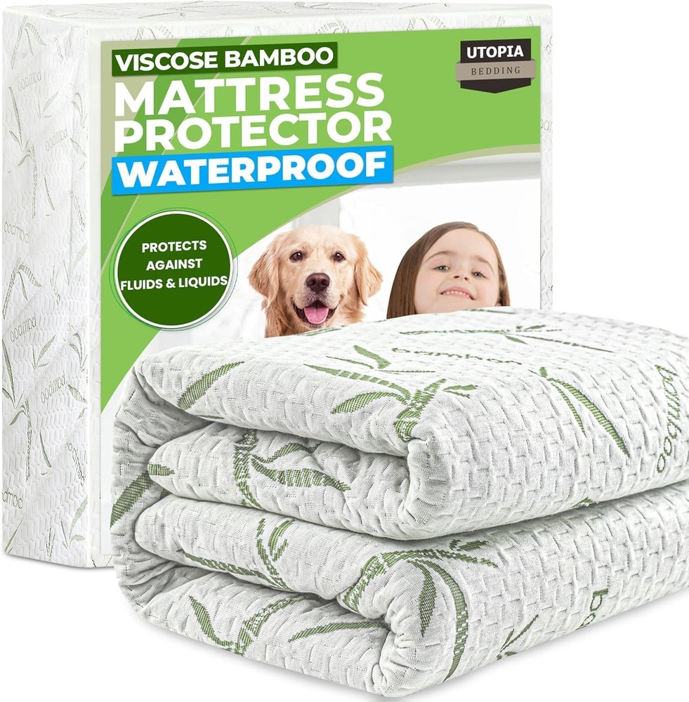 Soft and Stretchable Fitted Queen Mattress Protector – 17 Inch Waterproof Design