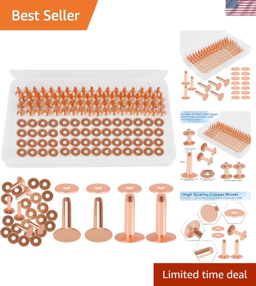 154pcs copper rivets for leather 12 smooth leather rivets without pattern pure