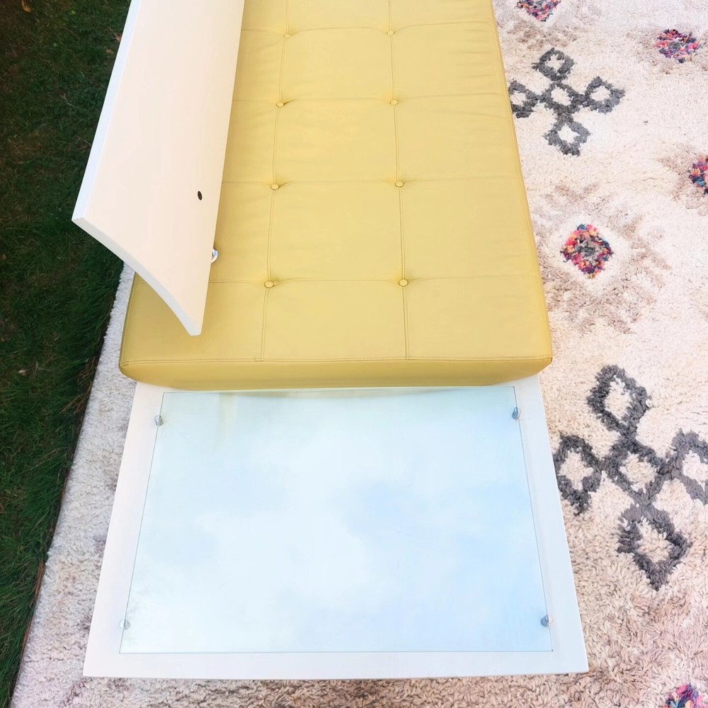 KI Kurv Tufted Leather Bench Contemporary MCM Style Post Modern
