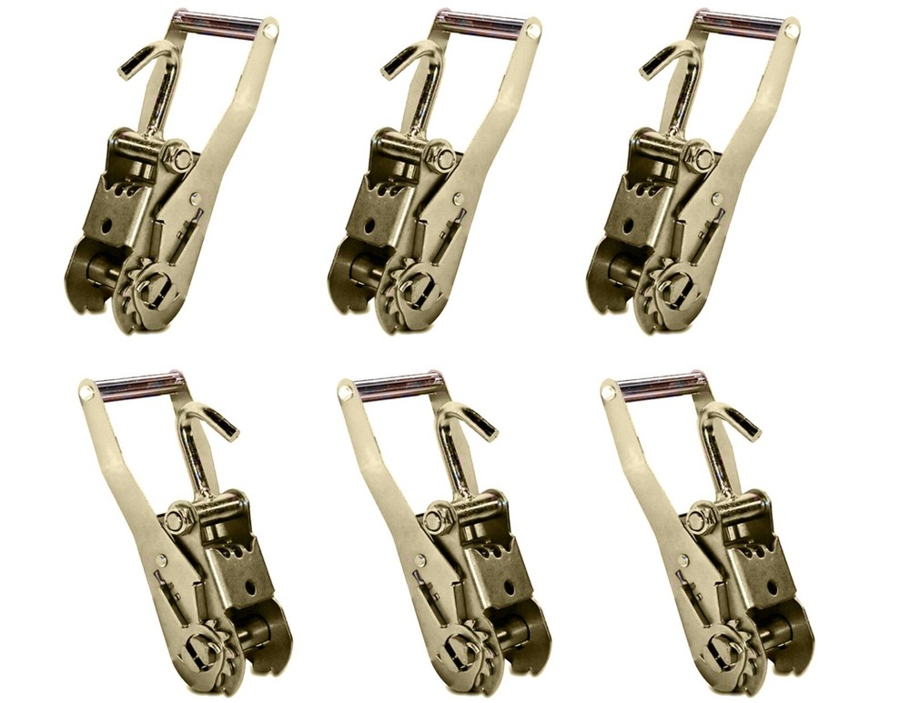 Tie Down Ratchet with Finger J Hook 2" Long Medium Handle Chevron Flatbed Wheel